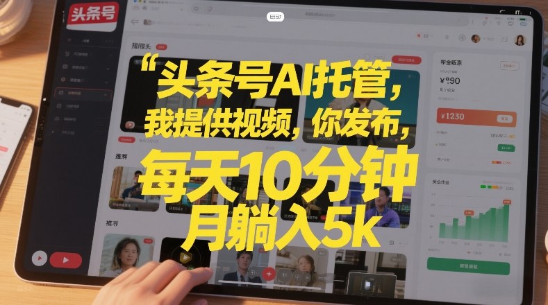 头条号AI托管，我提供视频，你发布，每天10分钟，月躺入5k+【揭秘】-吾爱云课堂