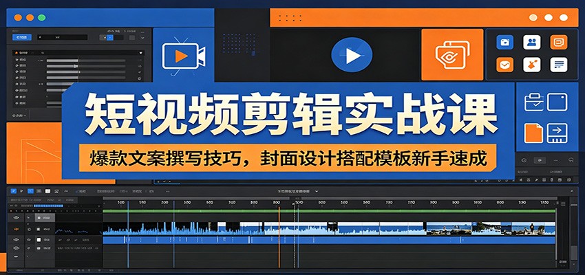 短视频剪辑实战课：爆款文案撰写技巧，封面设计搭配模板新手速成-吾爱云课堂
