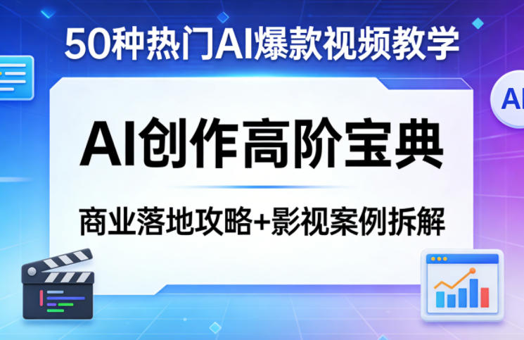 50种热门AI爆款视频教学，AI创作高阶宝典，商业落地攻略+影视案例拆解-吾爱云课堂