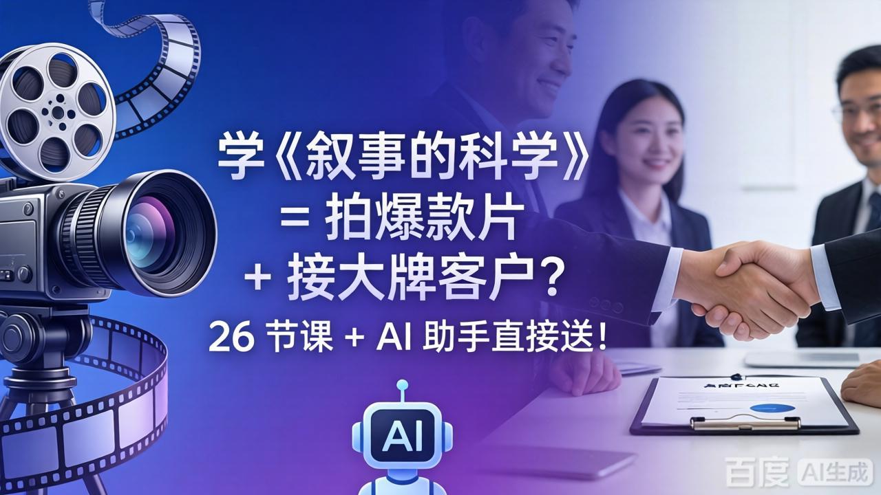 学《叙事的科学》= 拍爆款片 + 接大牌客户？26 节课 + AI 助手直接送！-吾爱云课堂