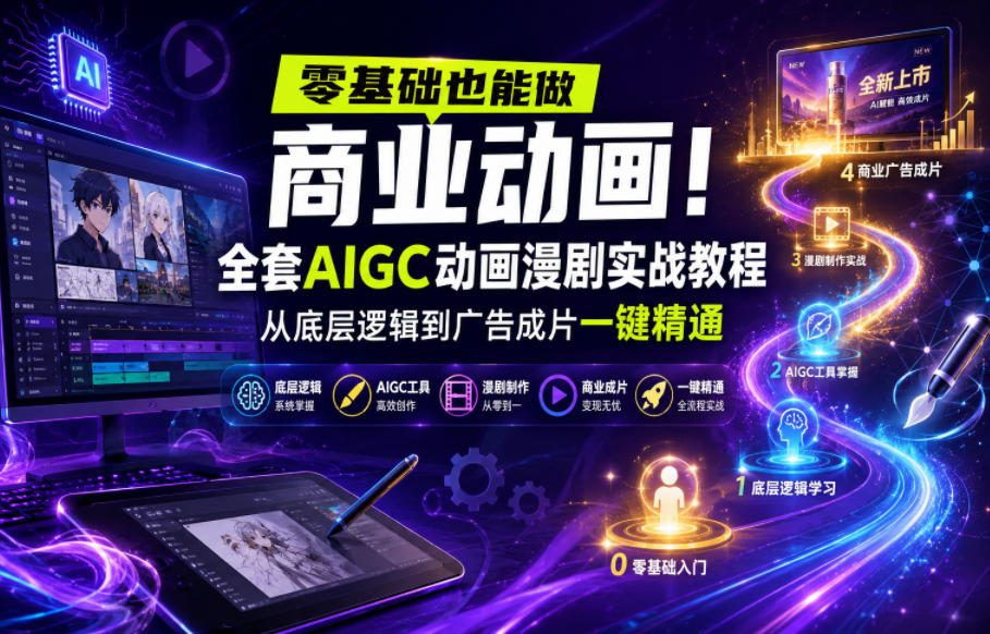 零基础也能做商业动画！全套AIGC动画漫剧实战教程，从底层逻辑到广告成片一键精通(更新0905)-吾爱云课堂
