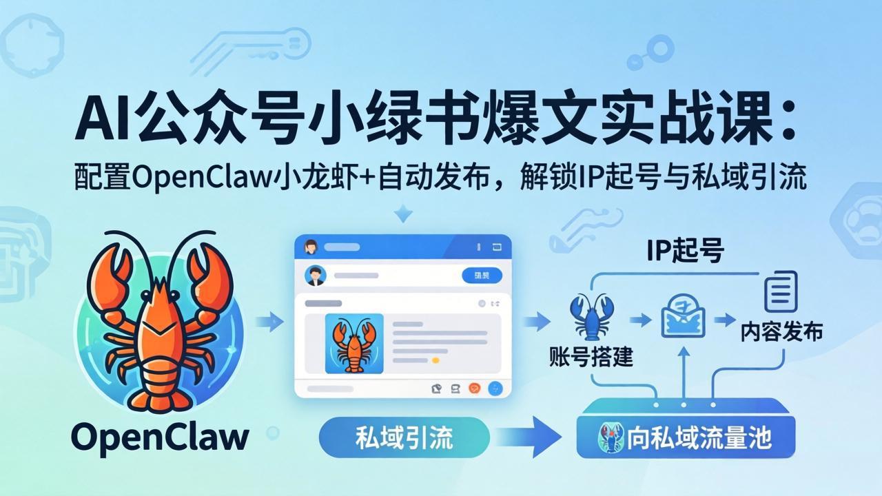 AI公众号小绿书变现实战课：小绿书爆文写作+OpenClaw自动发布，解锁IP起号与私域引流-吾爱云课堂