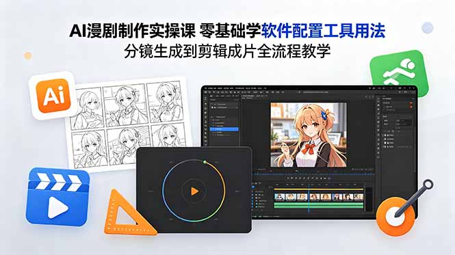 AI漫剧制作实操课 零基础学软件配置工具用法 分镜生成到剪辑成片全流程教学-吾爱云课堂
