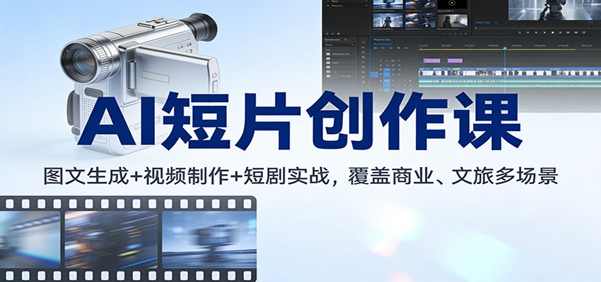 AI短片创作课：图文生成+ 视频制作+短剧实战，覆盖商业、 文旅多场景-吾爱云课堂