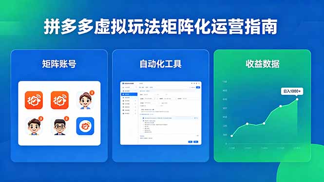 闭眼可复制的拼多多虚拟玩法，矩阵化运营，长期稳定日入 1000+-吾爱云课堂