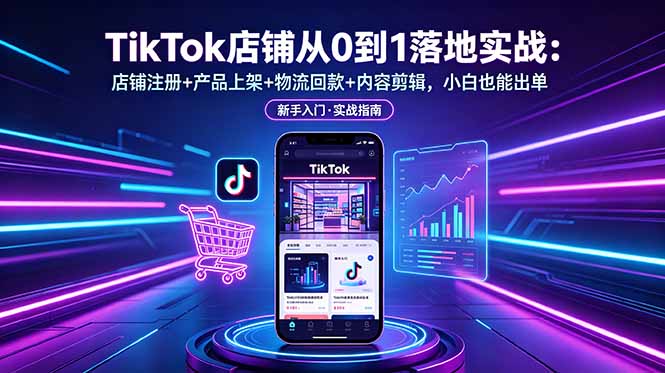 TikTok店铺从0到1落地实战:店铺注册+产品上架+物流回款+内容剪辑,小白也能出单-吾爱云课堂