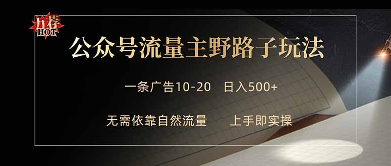 公众号流量主野路子玩法 单条广告10-20元 日入500+-吾爱云课堂