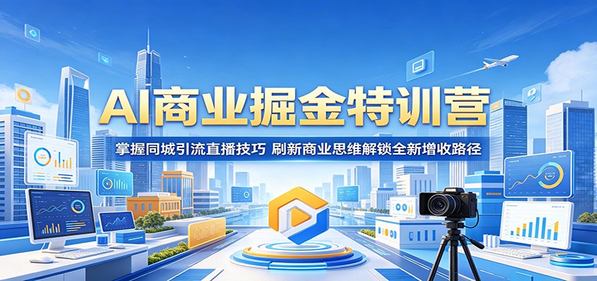 AI商业掘金特训营：掌握同城引流直播技巧，刷新商业思维解锁全新增收路径-吾爱云课堂