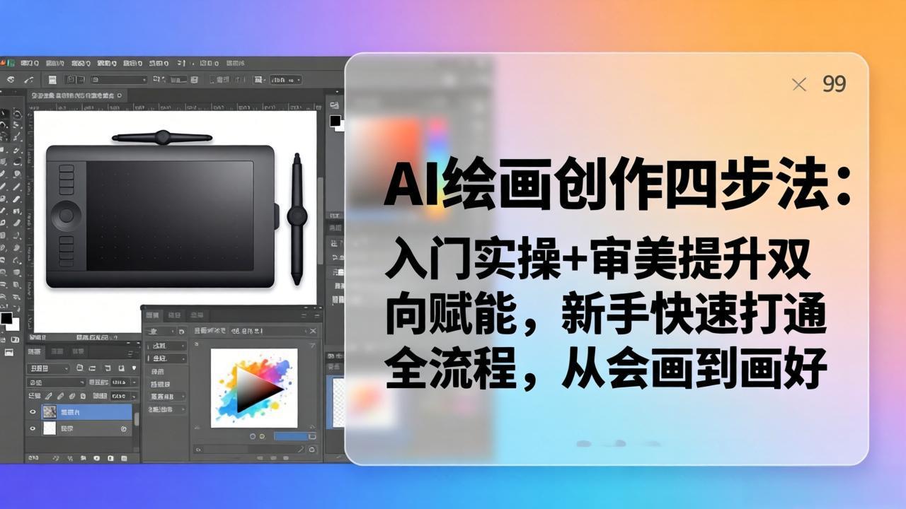 AI绘画创作四步法：入门实操+审美提升双向赋能，新手快速打通全流程，从会画到画好-吾爱云课堂