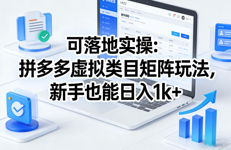 可落地实操：拼多多虚拟类目矩阵玩法，新手也能日入1k+【揭秘】-吾爱云课堂