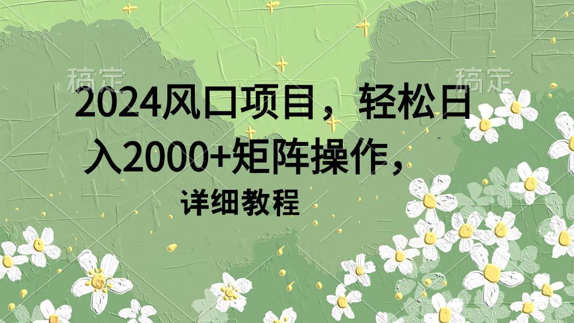 (9652期)2024风口项目,轻松日入2000+矩阵操作,详细教程-吾爱云课堂