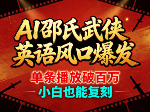 AI邵氏武侠英语风口爆发，单条播放破百万，小白也能复刻-吾爱云课堂