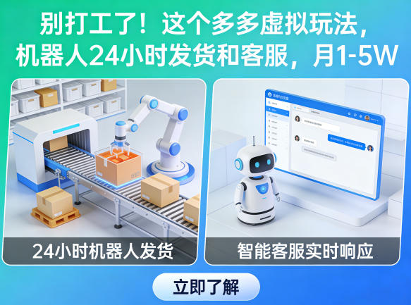 别打工了！这个多多虚拟玩法，机器人24小时发货和客服，月1-5W【揭秘】-吾爱云课堂