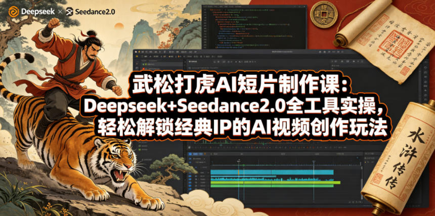 武松打虎AI短片制作课：Deepseek+Seedance2.0全工具实操，轻松解锁经典IP的AI视频创作玩法-吾爱云课堂