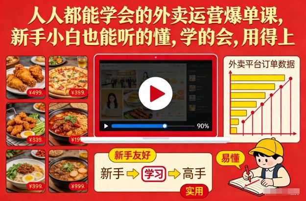 人人都能学会的外卖运营爆单课，新手小白也能听的懂，学的会，用得上-吾爱云课堂