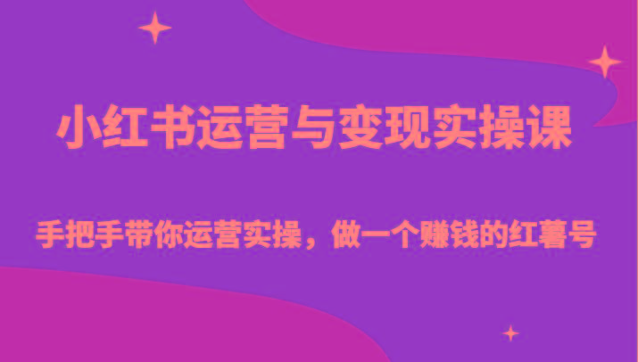 小红书运营与变现实操课-手把手带你运营实操,做一个赚钱的红薯号-吾爱云课堂