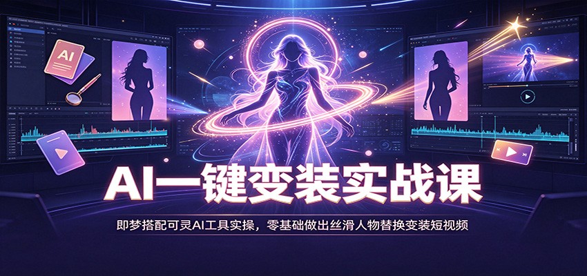 AI一键变装实战课：即梦搭配可灵AI工具实操，零基础做出丝滑人物替换变装短视频-吾爱云课堂
