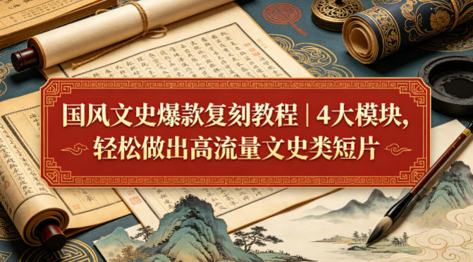 国风文史爆款复刻教程｜4大模块，轻松做出高流量文史类短片-吾爱云课堂
