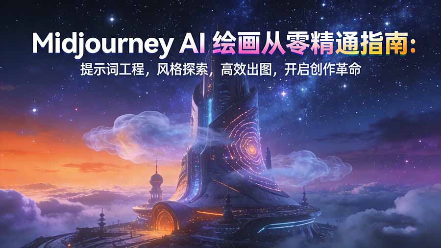Midjourney AI绘画从零精通指南：提示词工程，风格探索，高效出图，开启创作革命-吾爱云课堂