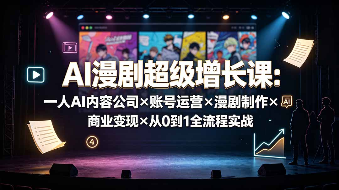 AI漫剧超级增长课：一人AI内容公司×账号运营×漫剧制作×商业变现×从0到1全流程实战-吾爱云课堂