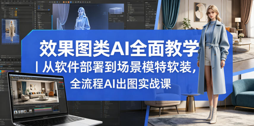 效果图类AI全面教学｜从软件部署到场景模特软装，全流程AI出图实战课-吾爱云课堂