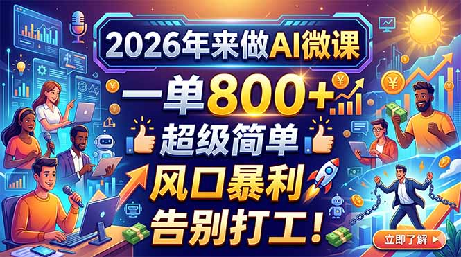 2026年来做AI微课，一单800+，超级简单，风口暴利，告别打工！-吾爱云课堂