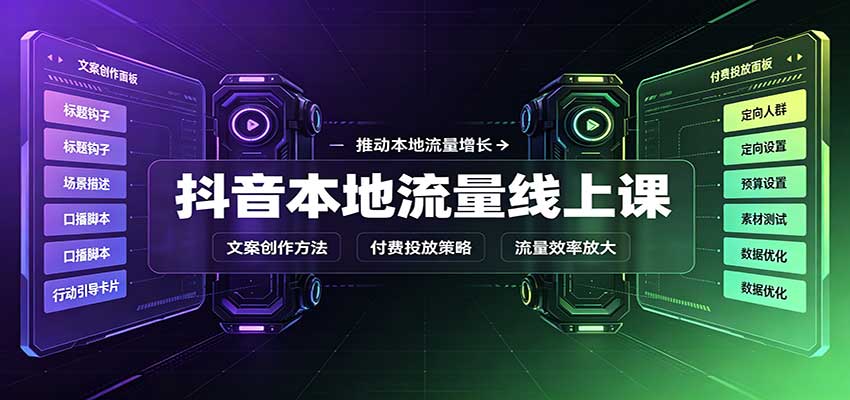 抖音本地流量线上课:账号搭建拍摄剪辑,文案创作与付费投放教学-吾爱云课堂
