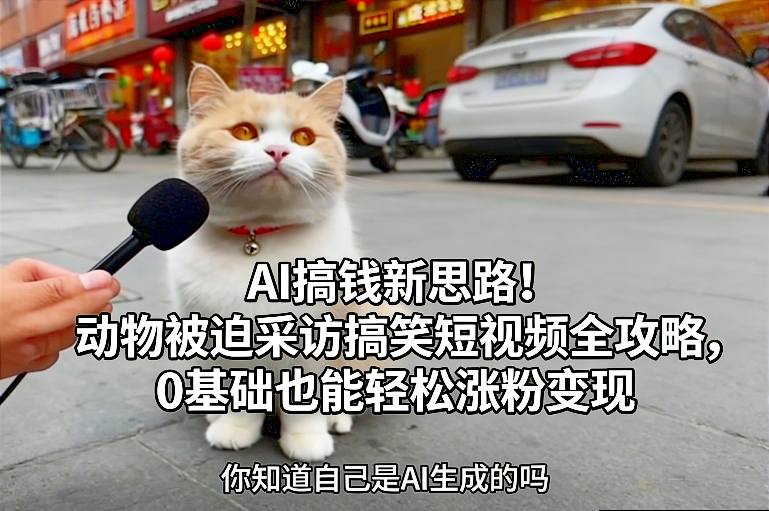 AI搞钱新思路！动物被迫采访搞笑短视频全攻略，0基础也能轻松涨粉变现-吾爱云课堂