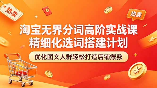 淘宝无界分词高阶实战课 精细化选词搭建计划 优化图文人群轻松打造店铺爆款-吾爱云课堂