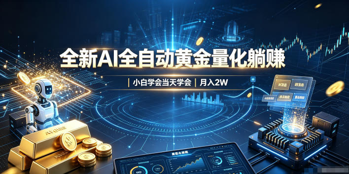 全新AI全自动黄金量化躺賺：小白学会当天学会，月入2W！【揭秘】-吾爱云课堂