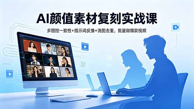 AI颜值素材复刻实战课，多图控一致性+提示词反推+洗图去重，批量做爆款视频-吾爱云课堂