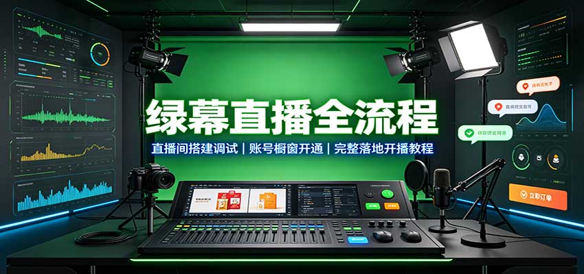 绿幕直播全流程：直播间搭建调试，账号橱窗开通，完整落地开播教程-吾爱云课堂