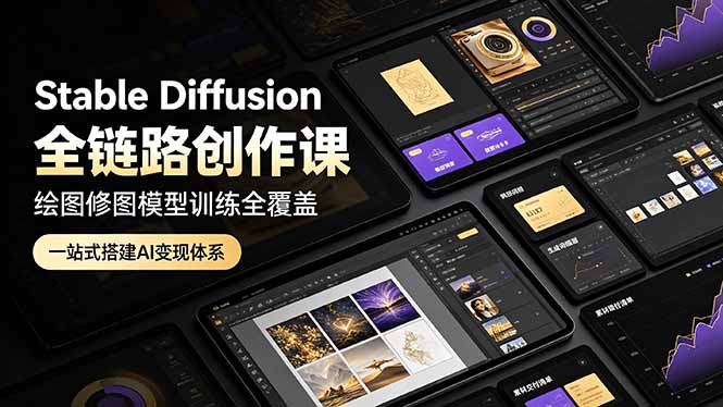 Stable Diffusion全链路创作课，绘图修图模型训练全覆盖，一站式搭建AI变现体系-吾爱云课堂