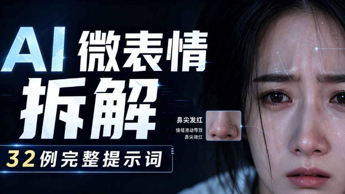 AI微表情拆解提示词合集,精准调控AI角色表情,可直接复用,0基础也能调出影视级表情变化-吾爱云课堂