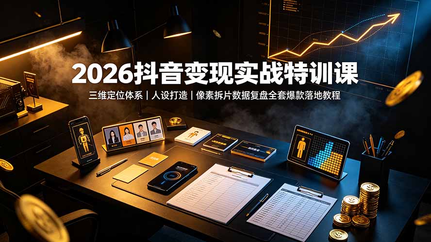 2026抖音变现实战特训课:三维定位体系|人设打造|像素拆片数据复盘全套爆款落地教程-吾爱云课堂