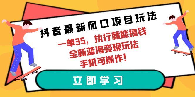 (9948期)抖音最新风口项目玩法,一单35,执行就能搞钱 全新蓝海变现玩法 手机可操作-吾爱云课堂