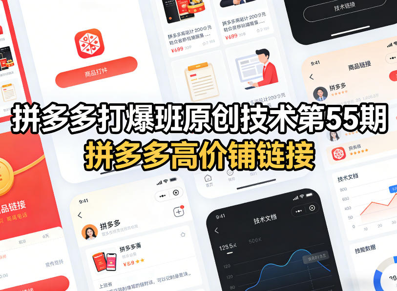 拼多多打爆班原创技术第55期，拼多多高价铺链接-吾爱云课堂