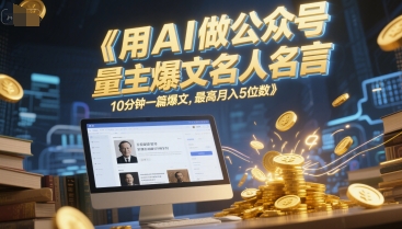 用AI做公众号流量主爆文名人名言,10分钟一篇爆文,最高月入5位数-吾爱云课堂