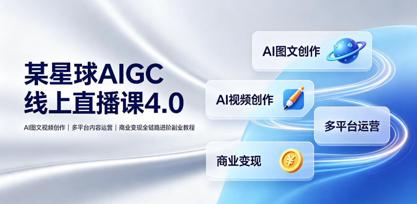 某星球AIGC线上直播课4.0｜AI图文视频创作、多平台内容运营、商业变现全链路进阶副业教程-吾爱云课堂