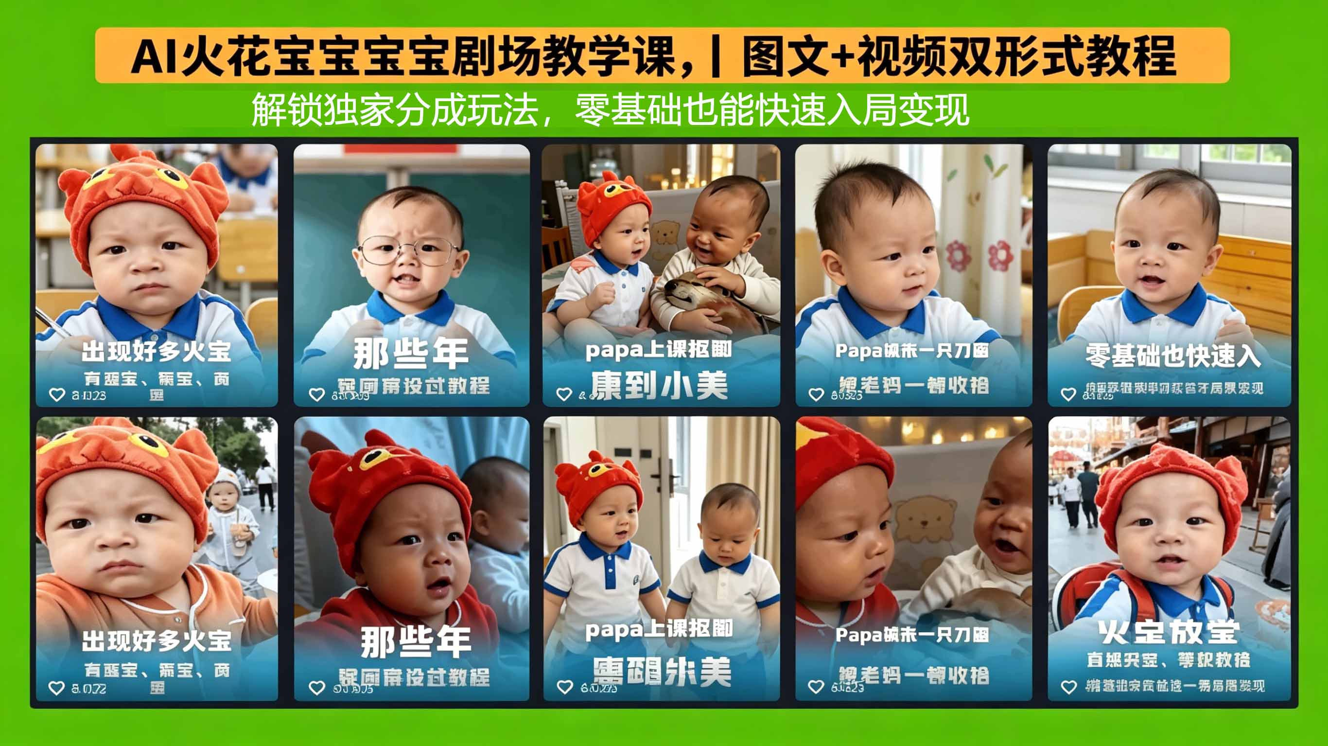 AI火花宝宝宝宝剧场教学课，图文+视频双形式教程，解锁独家分成玩法，零基础也能快速入局变现-吾爱云课堂
