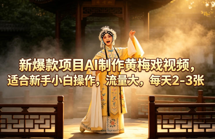 新爆款项目AI制作黄梅戏视频，适合新手小白操作，流量大，每天2-3张-吾爱云课堂