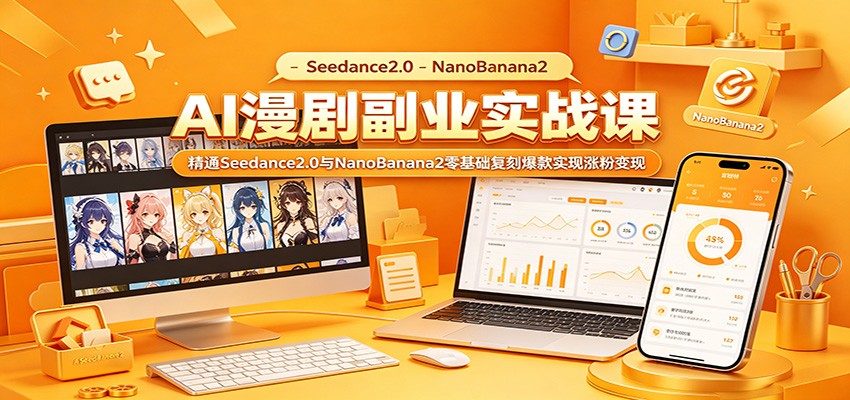 AI漫剧副业实战课：精通Seedance2.0与NanoBanana2零基础复刻爆款实现涨粉变现-吾爱云课堂