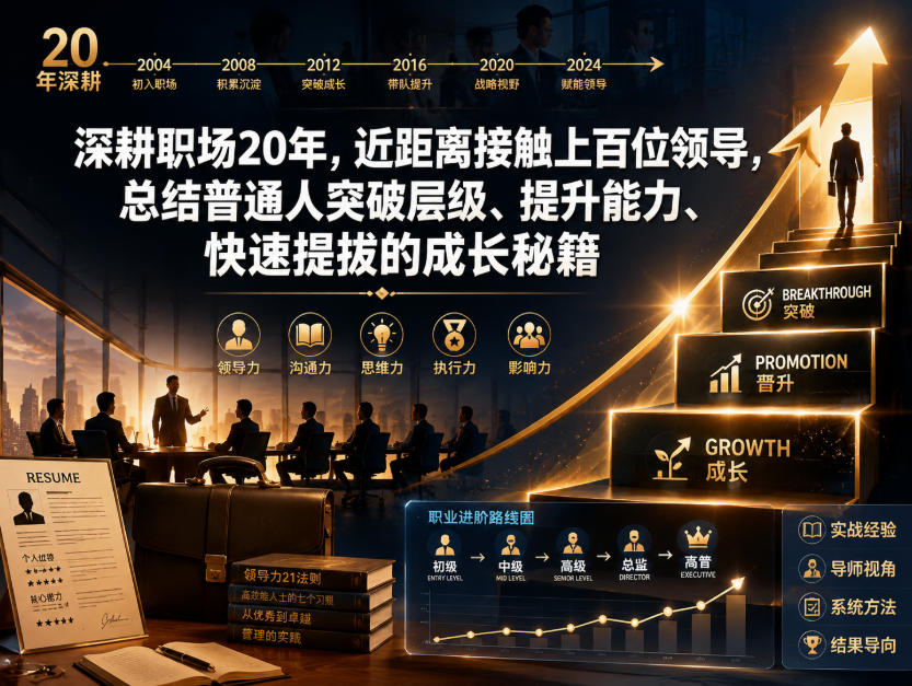 付费文章：深耕职场20年，近距离接触上百位领导，总结普通人突破层级、提升能力、快速提拔的成长秘籍(全网独家干货)-吾爱云课堂