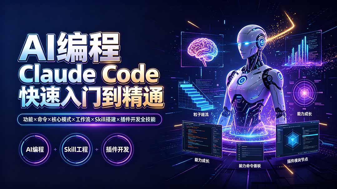 AI编程 Claude Code快速入门到精通：功能×命令×核心模式×工作流×Skill搭建×插件开发全技能-吾爱云课堂