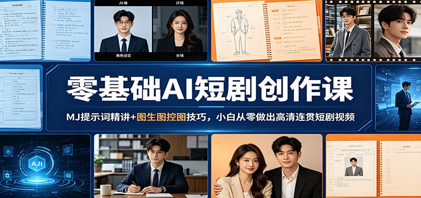 零基础AI短剧创作课：MJ提示词精讲+图生图控图技巧，小白从零做出高清连贯短剧视频-吾爱云课堂
