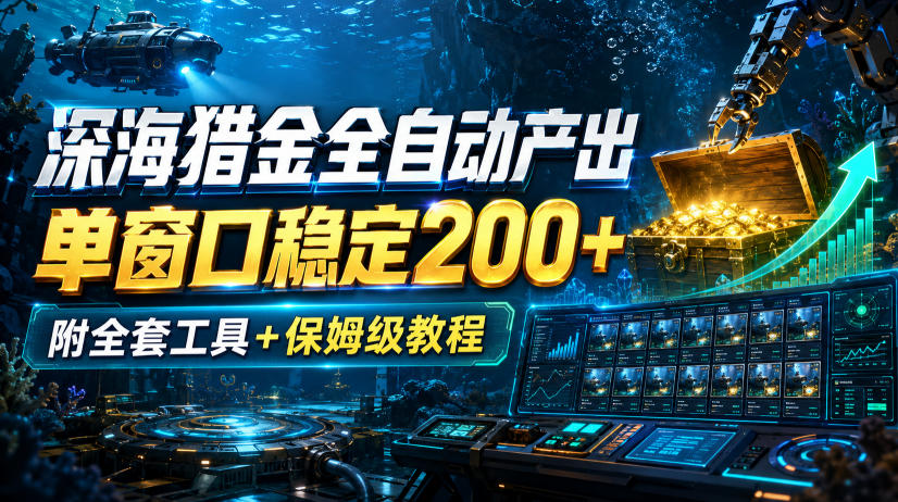 深海猎金全自动产出，单窗口稳定200+，附全套工具+保姆级教程【揭秘】-吾爱云课堂
