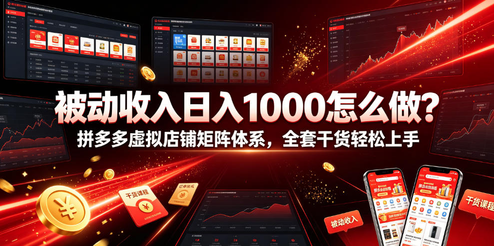被动收入日入1000怎么做？拼多多虚拟店铺矩阵体系，全套干货轻松上手【揭秘】-吾爱云课堂