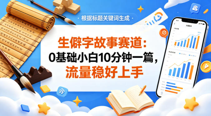 公众号流量主——生僻字故事赛道，流量稳，好上手，0基础小白也能10分钟一篇-吾爱云课堂