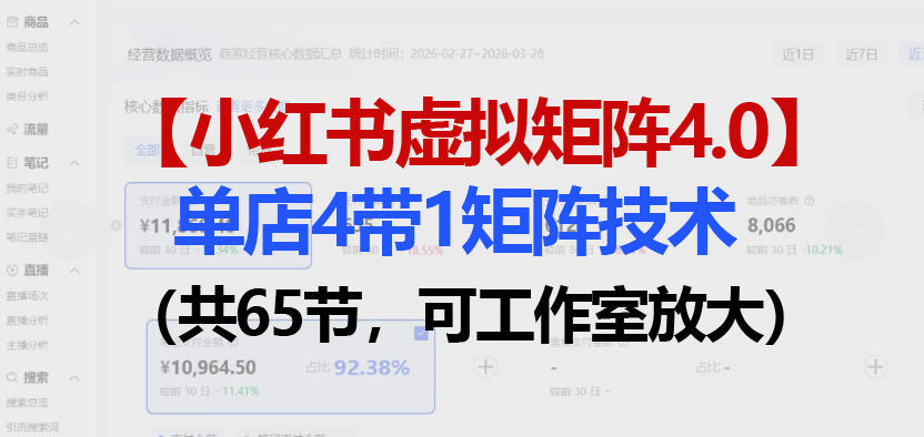 小红书虚拟矩阵4.0技术：单店4带1矩阵(共65节，可工作室放大)-吾爱云课堂