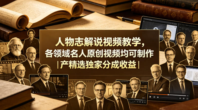 人物志解说视频教学，各领域名人原创视频均可制作丨精选独家分成收益(更新0430)-吾爱云课堂